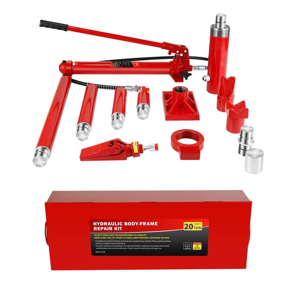 20 Ton Porta Power Hydraulic Jack Kit with Steel Case - 44,000 lb Capacity, 17-Piece Accessories for Auto, Truck & Heavy Equipment Repair, Max Lift 5.1" with Overload Protection