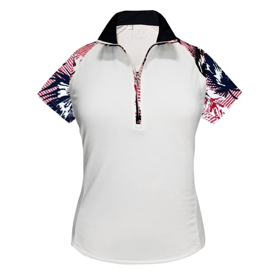 Monterey Club Women's Fairway Print Contrast Golf Polo Shirt #2502