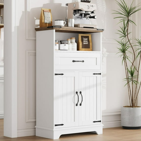 Danolapsi Farmhouse Storage Cabinet with Doors and Drawers, Freestanding Kitchen Pantry, Floor Bathroom Storage Cabinet for Kitchen/Laundry/Living Room/Bedroom