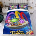 thumbnail image 4 of Galaxia Creativa Conjunto de sábanas temático, trío de piezas, cómodo y amigable con la piel, diseño único, regalo de decoración para el hogar para familiares, amigos y fans,135cm *200cm, 4 of 6