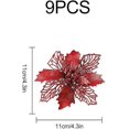 thumbnail image 2 of Flores decorativas para árbol de Navidad, paquete de 9 arbustos de flor de pascua artificiales rojos, regalo, 2 of 5