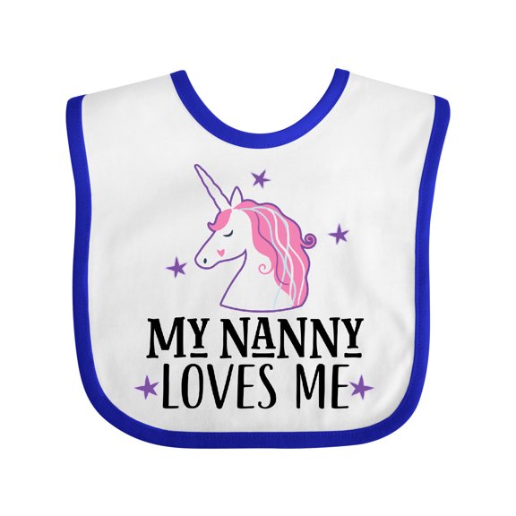 Inktastic My Nanny Loves Me Unicorn Girls Baby Bib