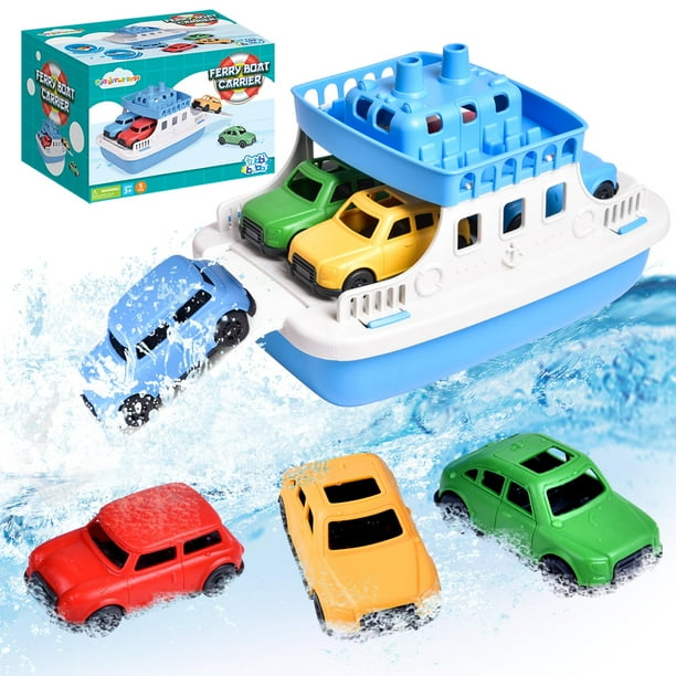 Juguetes de baño de juguete para niños pequeños con 4 minijuguetes para coches, Ferry