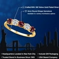 thumbnail image 2 of Gem Stone King 18K Yellow Gold Plated Silver Red Rhodolite Garnet and E - F Lab Grown Diamond Wedding-Bands Ring for Women | 1.65 Cttw | Round 4MM | Gemstone January Birthstone | Size 6, 2 of 6
