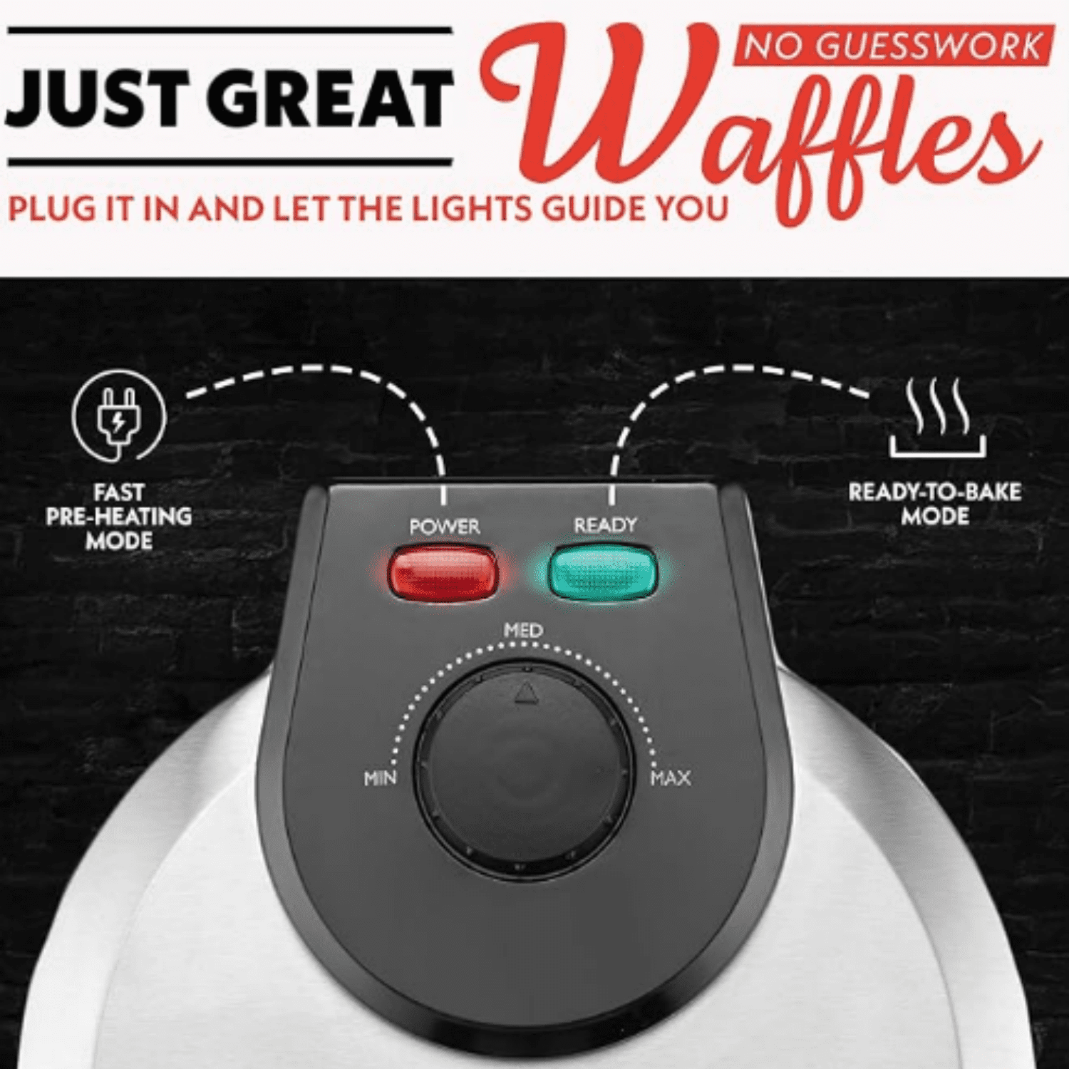 Belgian Waffle Maker – Compact Design with Upright Storage, Adjustable Browning, and Easy-Clean Nonstick Ceramic Plates, Stainless Steel