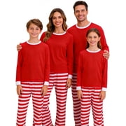 Gustave Family Christmas Pajamas Winter Family Matching Sleepwear Long Sleeve Cotton Blouse and Striped Bottoms Set Nightgown "Men, Size M"