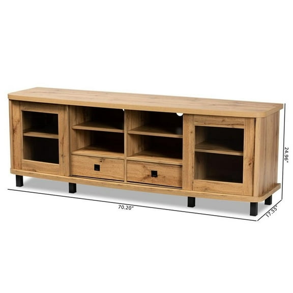 Bowery Hill Oak Brown Finished Wood 2-Drawer TV Stand