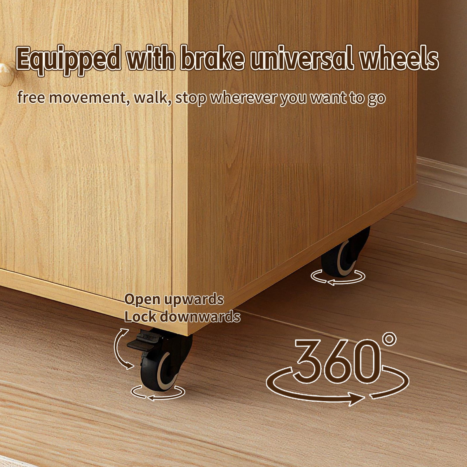 Rotating Bookshelf, 5 Tier Corner Bookcase with Storage Drawer and 360-Degree Rotation, Wood Construction for Home Decor, Natural Wood Finish