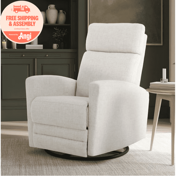 Dream On Me Chatham Nursery Glider Recliner and Rocking Chair in Ecru, 360° Swivel Motion, Smooth Rocking Motions, FSC and Greenguard Gold Certified