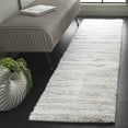thumbnail image 2 of SAFAVIEH Tahoe Tyson Striped Shag Runner Rug, Ivory/Beige, 2' x 8', 2 of 7