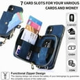 thumbnail image 4 of Allytech Wallet Case for Apple iPhone 15 Pro Max, with Crossbody Shoulder Strap Large Zipper Pocket Cards Slots Stand Protective Shockproof Case for iPhone 15 Pro Max - Blue, 4 of 9
