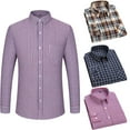 thumbnail image 5 of FJUCHAI Mens Plaid Cotton Shirts Casual Slim Fit Long Sleeve Button Down Dress Shirts, 5 of 7