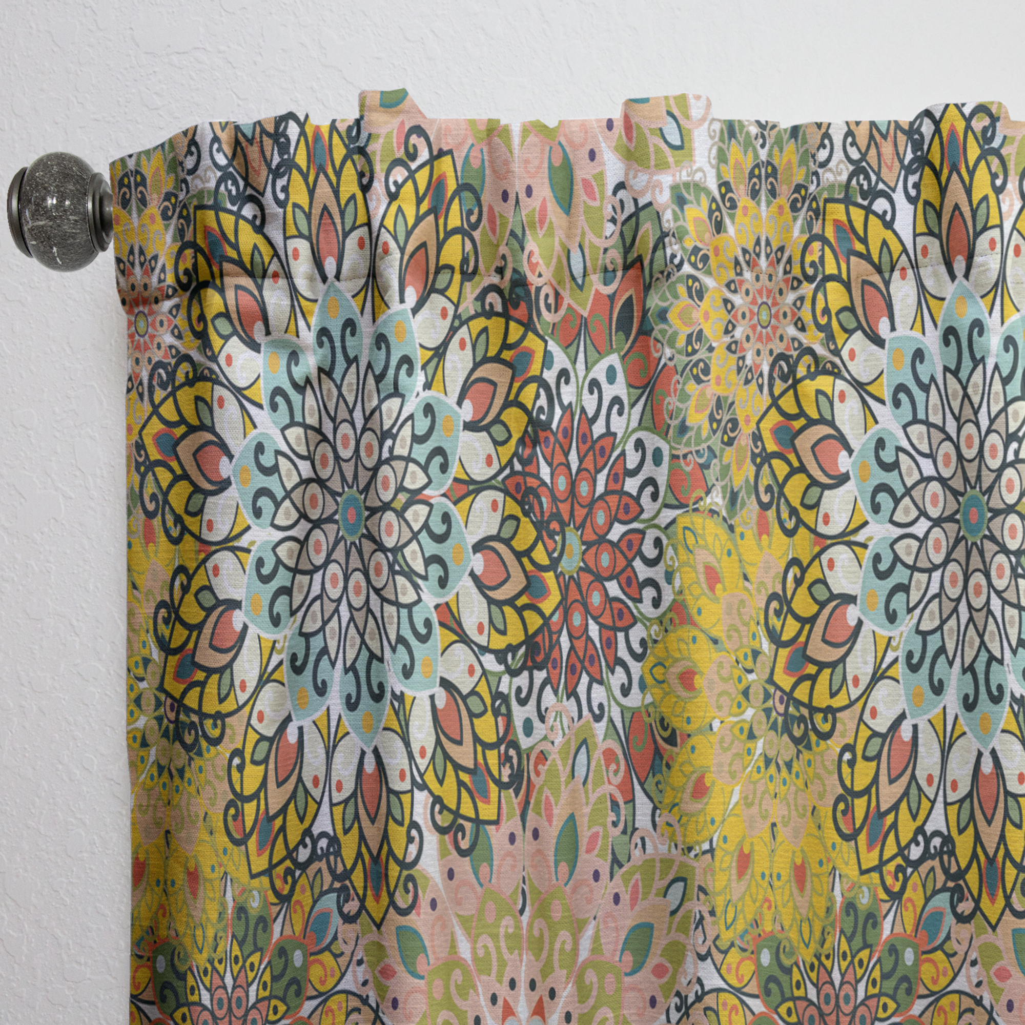 Designart 'Mandala Pattern On Paper Or Fabric' Bohemian & Eclectic Curtain Panel