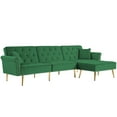 thumbnail image 4 of SYNGAR Modern Velvet Sectional Sofa Couch with Movable Ottoman, Convertible Daybed with 3 Adjustable Positions, Couches and Sofas, L-Shape Couch Sleeper Sofa for Living Room, Green, 4 of 11
