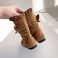 thumbnail image 5 of Girls Bow Pearl Mid Calf Boots Kids Fleece Lined Flat Winter Boots for Party and Dress Outfits, 5 of 6
