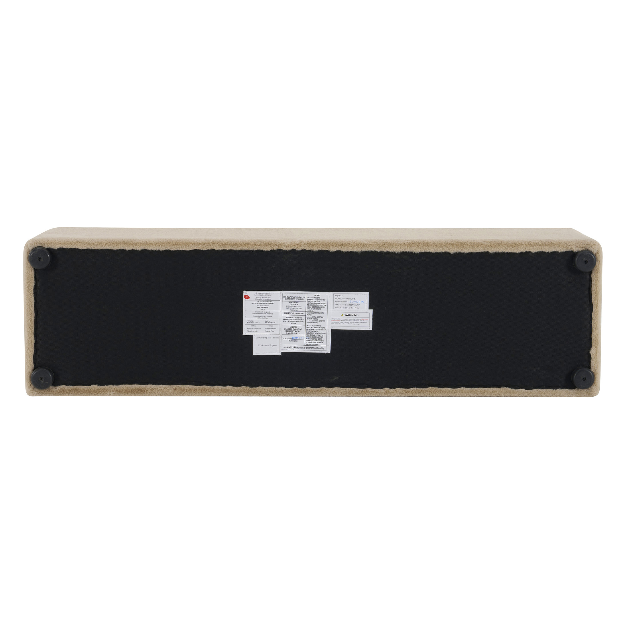 Christopher Knight Home Long Plush Ottoman Bench, Modern Simple Rectangular Footstool, Almond Upholstery