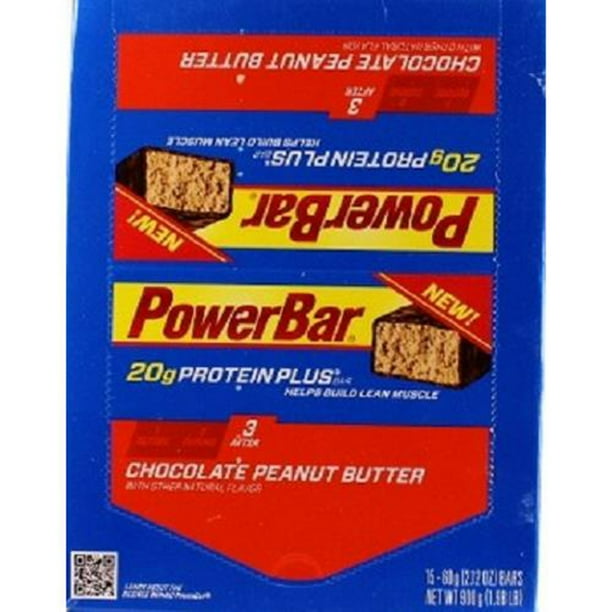 PowerBar Protein Plus Bars, Chocolate Peanut Butter, 20g Protein, 2.12Ounce Bars (Pack of 15