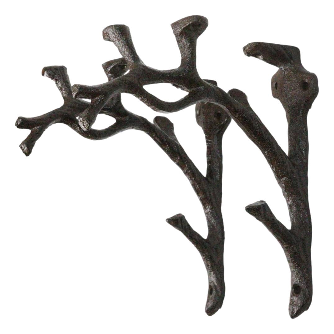 Pack of 2 Cast Iron Nature Flora Fauna Twig Branch Wall Shelf Brackets 7"H