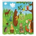 thumbnail image 3 of Hedgehog Shower Curtain, Open Air Concert in Forest Instrument Playing Bear Rabbit Fox and Tweeting Bird, Fabric Bathroom Set with Hooks, 69W X 70L Inches, Multicolor, by Ambesonne, 3 of 3