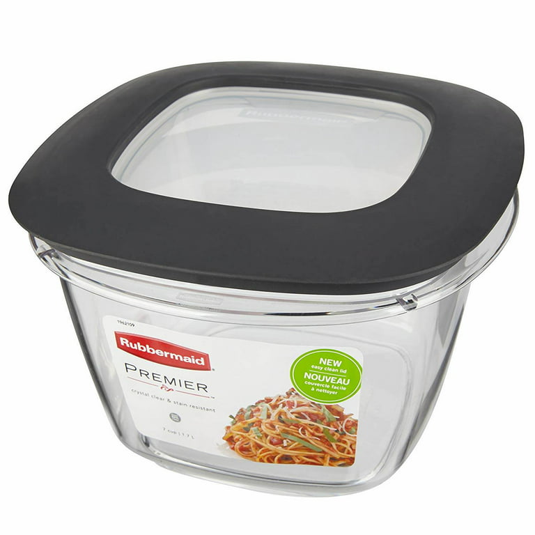 Rubbermaid Premier Easy Find Lids Clear Plastic Food Storage Containers, 7  Cups 