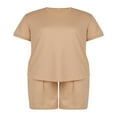 thumbnail image 2 of KuriozudMale Solid Color  Neck Short Sleeve Shirt Shorts with Pocket, 2 of 5