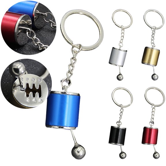 Walbest Creative Auto Part Model Gear Box Keychain Six-speed Manual Transmission Shift Lever Keyring Key Chain Ring Keyrings Keyfob (Black)