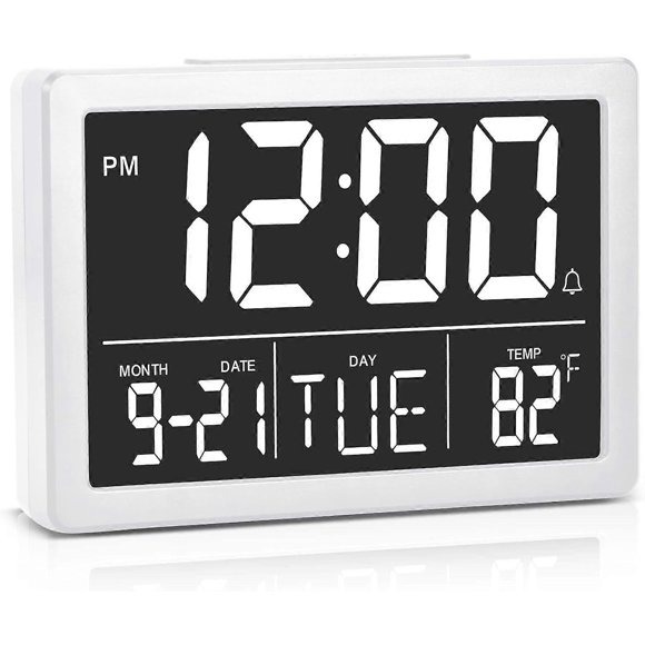 Alarm Clock Digital Alarm Clock with Snooze 6.3" LED Digital Calendar White
