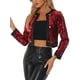 thumbnail image 1 of CHAQUETA CORTA PARA MUJER INSPIRADA CHIC, CON ABERTURA FRONTAL, DECORACIÓN DE BOTONES Y BRILLOS, CHAQUETA DE LENTEJUELAS ROJA, 1 of 5