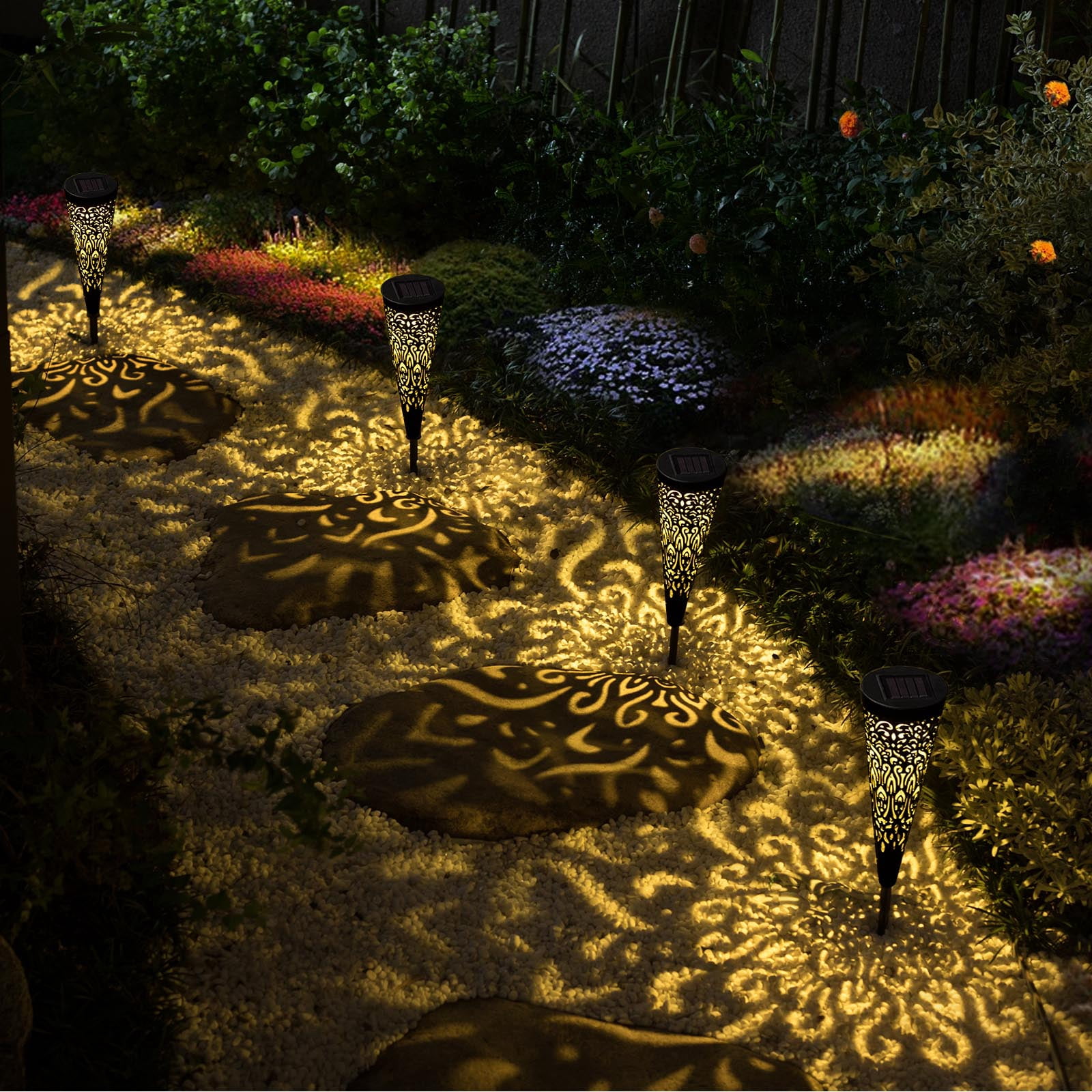 6 Pack Solar Lights Outdoor Garden Decorative Solar Garden Lights Waterproof Solar for Path Patio Backyard Walkway Yard Lawn Decor