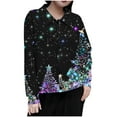 thumbnail image 3 of Fartey Christmas Sweaters for Women Dressy Casual Button Lapel Cardigan Ugly Funny Xmas Print Long Sleeve Cardigans Fall Winter Knitted Outerwear Purple L, 3 of 7