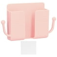 thumbnail image 1 of Caja de almacenamiento montada en la pared, soporte multifuncional para carga de teléfono, soporte de pared para cama, baño, cocina, oficina, color rosa, 1 of 12