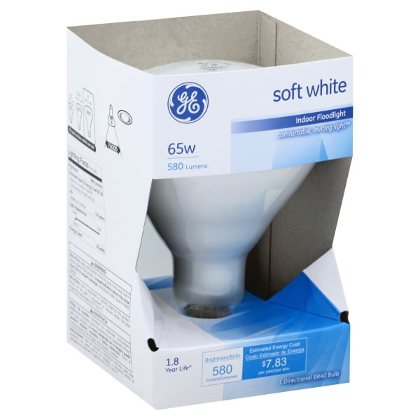 1-Pack GE Lighting 14016 65-Watt 580-Lumen BR40 Soft White Flood Light Bulb