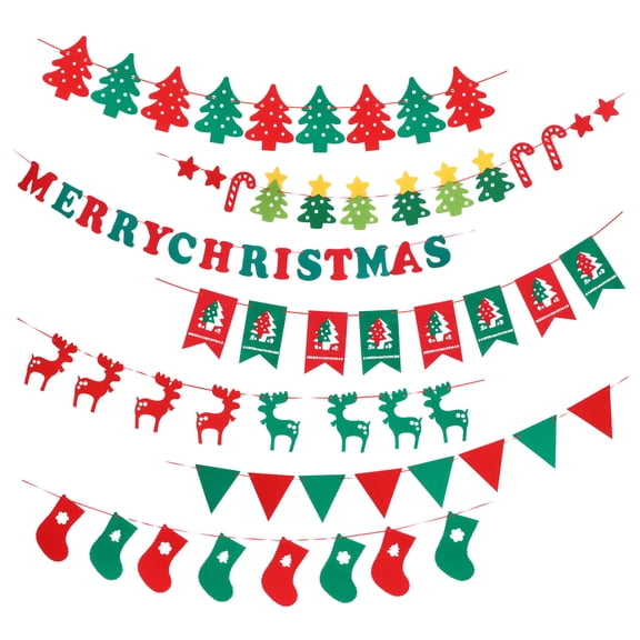Raindrops 7Pcs Christmas Banner with Colorful Felt Cloth for Party Pendants and Decor