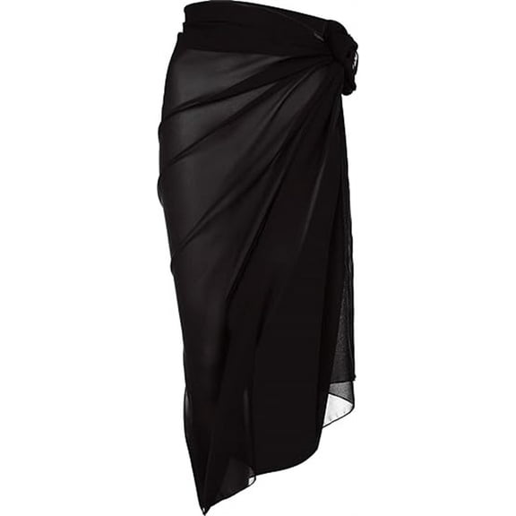 Women Swimsuit Cover up Skirt,Black Long Sarong Skirt, Ladies Bikini Wrap Skirt Beach Chiffon Bathing Swimwear Wrap for Vacation