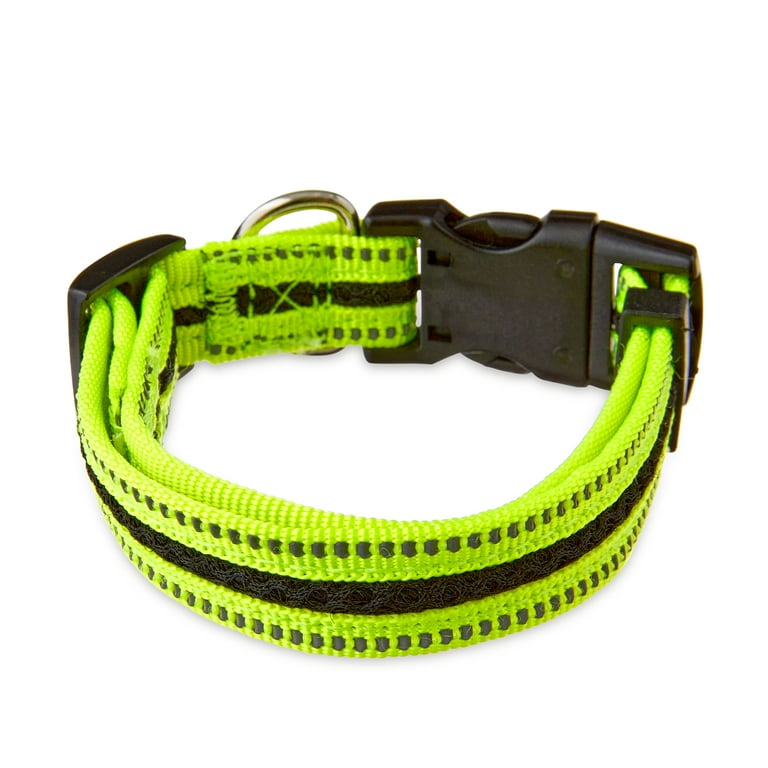 Vibrant Life Reflective Adjustable Dog Collar Neon Yellow Black Small