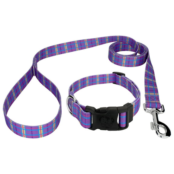 Country Brook Petz® Deluxe Grape Plaid Collar and Leash Limited Edition, Extra Large