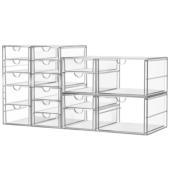 Organizador de Maquillaje ARSTPEOE Acrílico Transparente con 17 Cajones 4 Juegos