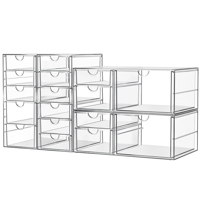 Organizador de Maquillaje ARSTPEOE Acrílico Transparente con 17 Cajones 4 Juegos