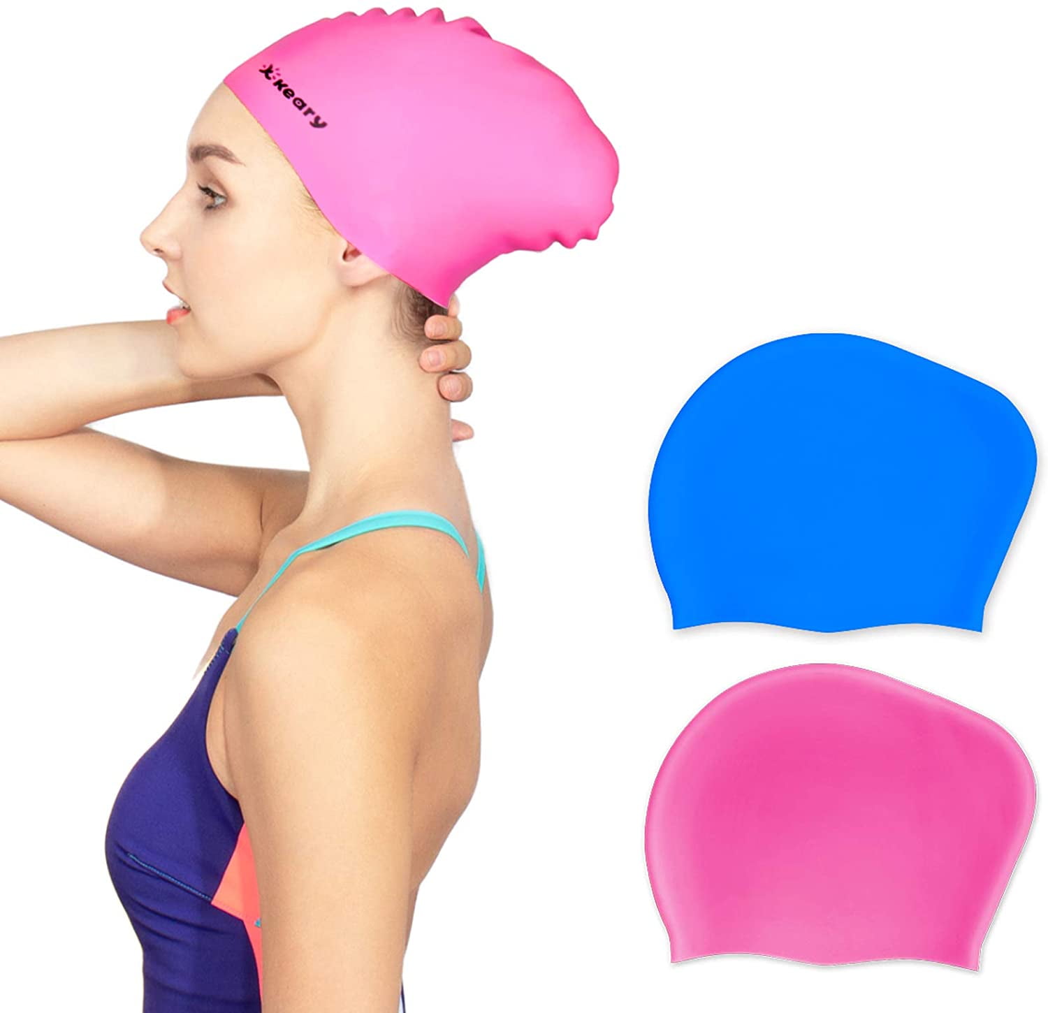 Updated Silicone Swim Cap for Long Hair 