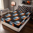 thumbnail image 3 of Manfei Sport Zipper Twin Comforter Sets with Fitted Sheet and 2 Pillowcases, Baseball Gamer Zipper Bedding Set, Black Orange Bright Blue, 3 of 7