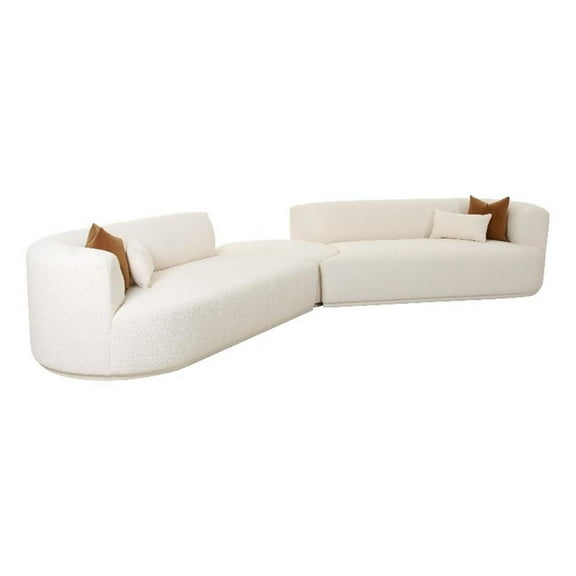 Pemberly Row Transitional Cream Boucle 3-Piece Modular Sectional