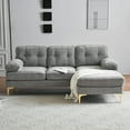 thumbnail image 2 of Euroco L Shaped Couch Modern 83" Living Room Sofa with Chaise Lounge, Velvet, Gray, 2 of 11