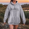 thumbnail image 2 of Godom Women Zip Up Hooded Sweatshirt Ladies Letter Print Long Sleeve Casual Loose Lightweight Jacket wih Pockets, 2 of 7