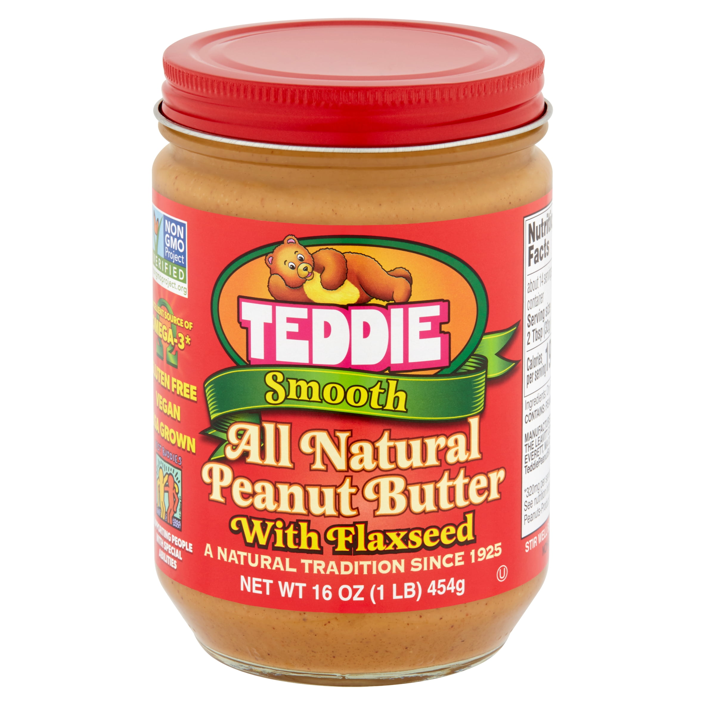 Teddie Smooth All Natural Peanut Butter with Flaxseed, 16 oz Walmart