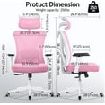thumbnail image 2 of KERDOM Ergonomic Office Chair Desk Chair Comfortable Mesh Gaming Computer Swivel Rolling Chair, High Back Office Chair with Wheels, Headrest, 3D Armrest and Lumbar Support Home Office Desk Chair Pink, 2 of 16