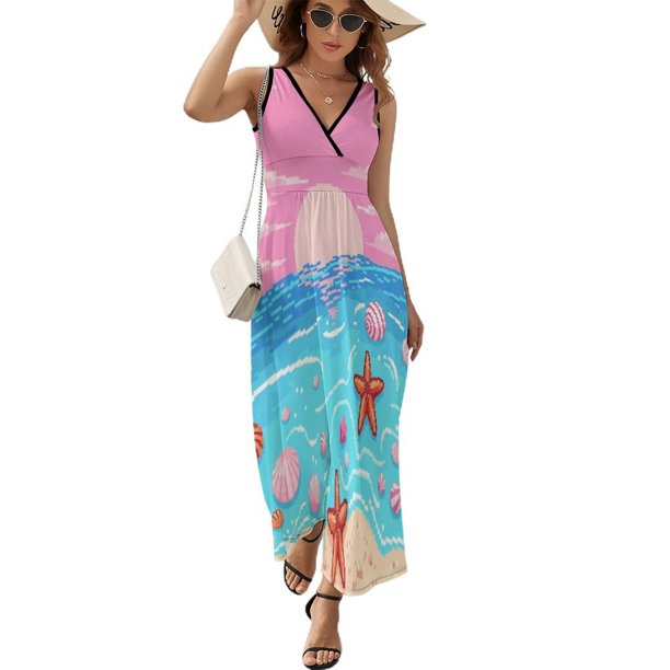 Vestido Largo Sin Mangas Para Mujer, Beach Starfish Traje Informal Para Cumpleaños, Verano