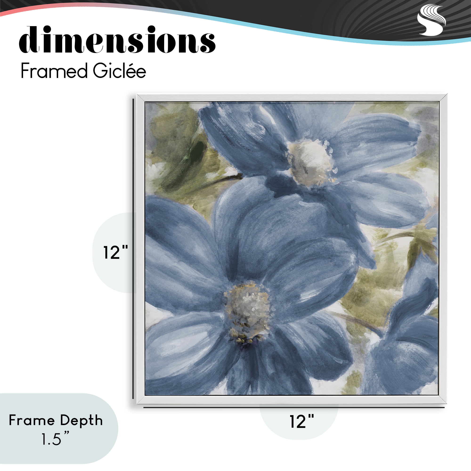 Stupell Industries Walk In Beauty Blue Flowers White Framed Giclee Art, design by Lanie Loreth
