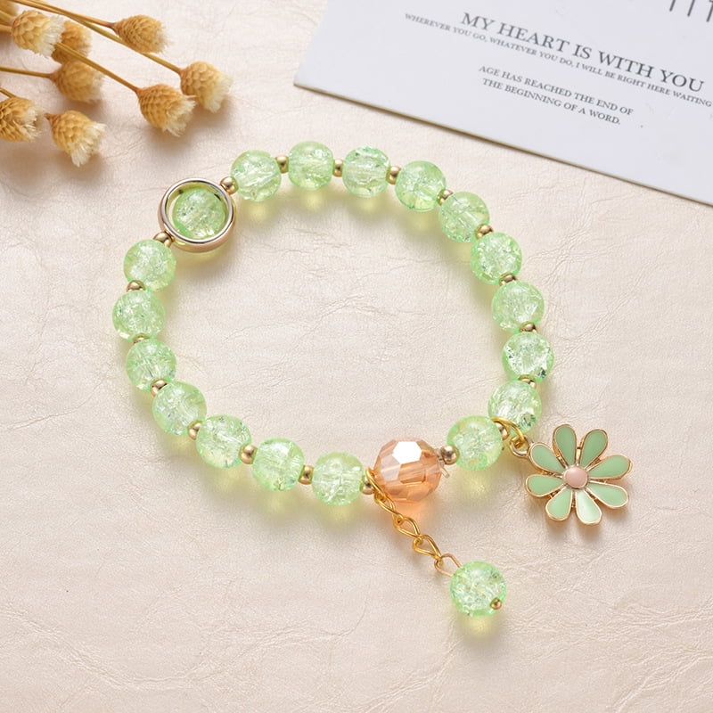 12 Daisy Wooden Bead Bracelets 