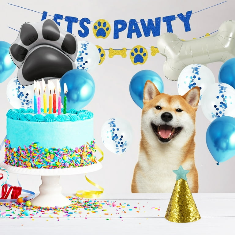 4-Piece Dog Paw & Bone Foil Balloon Set - Reusable Mylar Balloons For Pet Birthdays, Puppy Parties & Decorations (Pink)