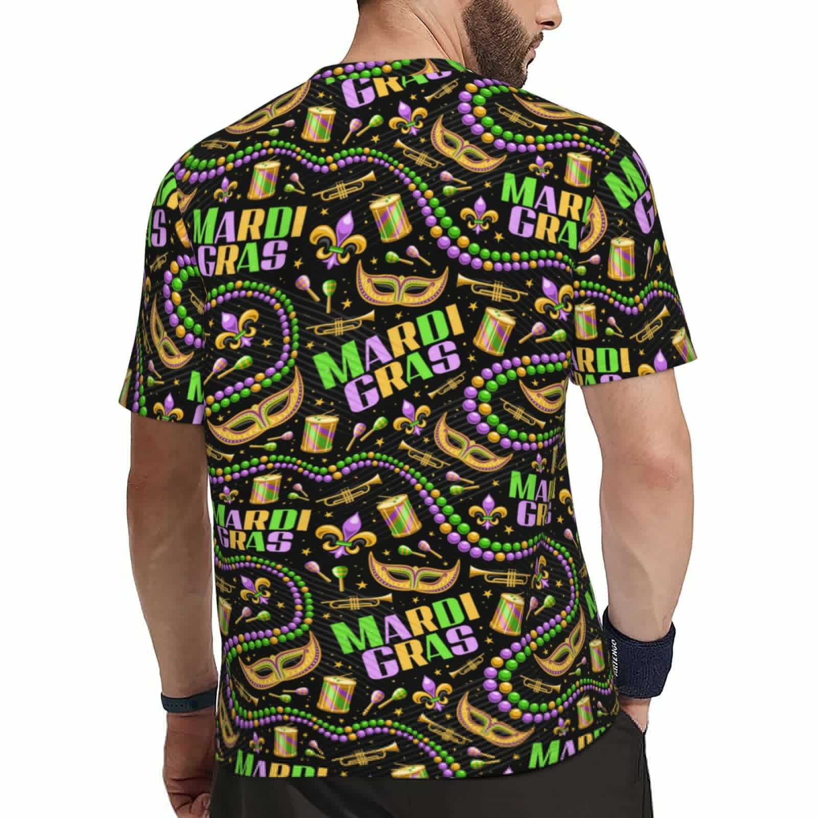 thumbnail image 2 of Wukai Mardi Gras3 Print Men's Short-Sleeved Mesh T-Shirt,Quick-Dry Short Sleeve Workout T-Shirt-, 2 of 8